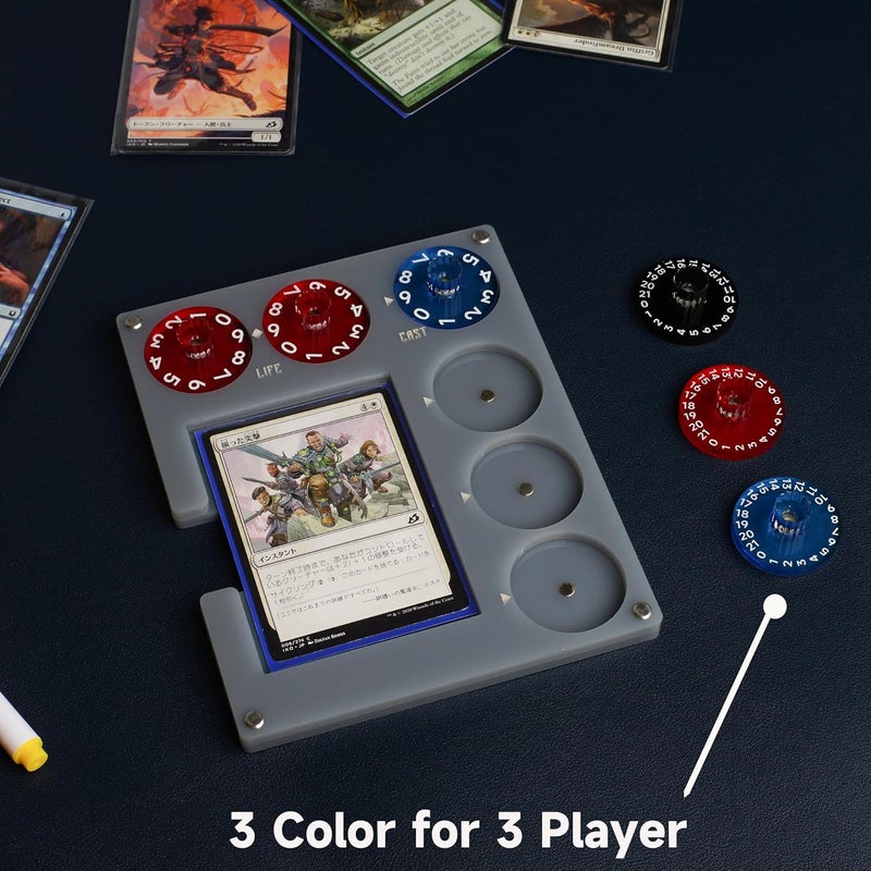 Aizesuro Grey Acrylic Commander EDH Command Zone Tray Panel with Life, Damage, Cast Dial Counter Compatible with Magic The Gathering Deck, MTG Life Counter Accessories - Image 4